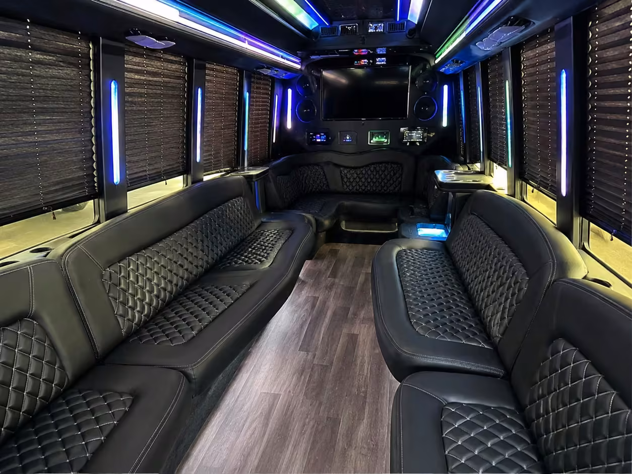 15 passenger party bus interior