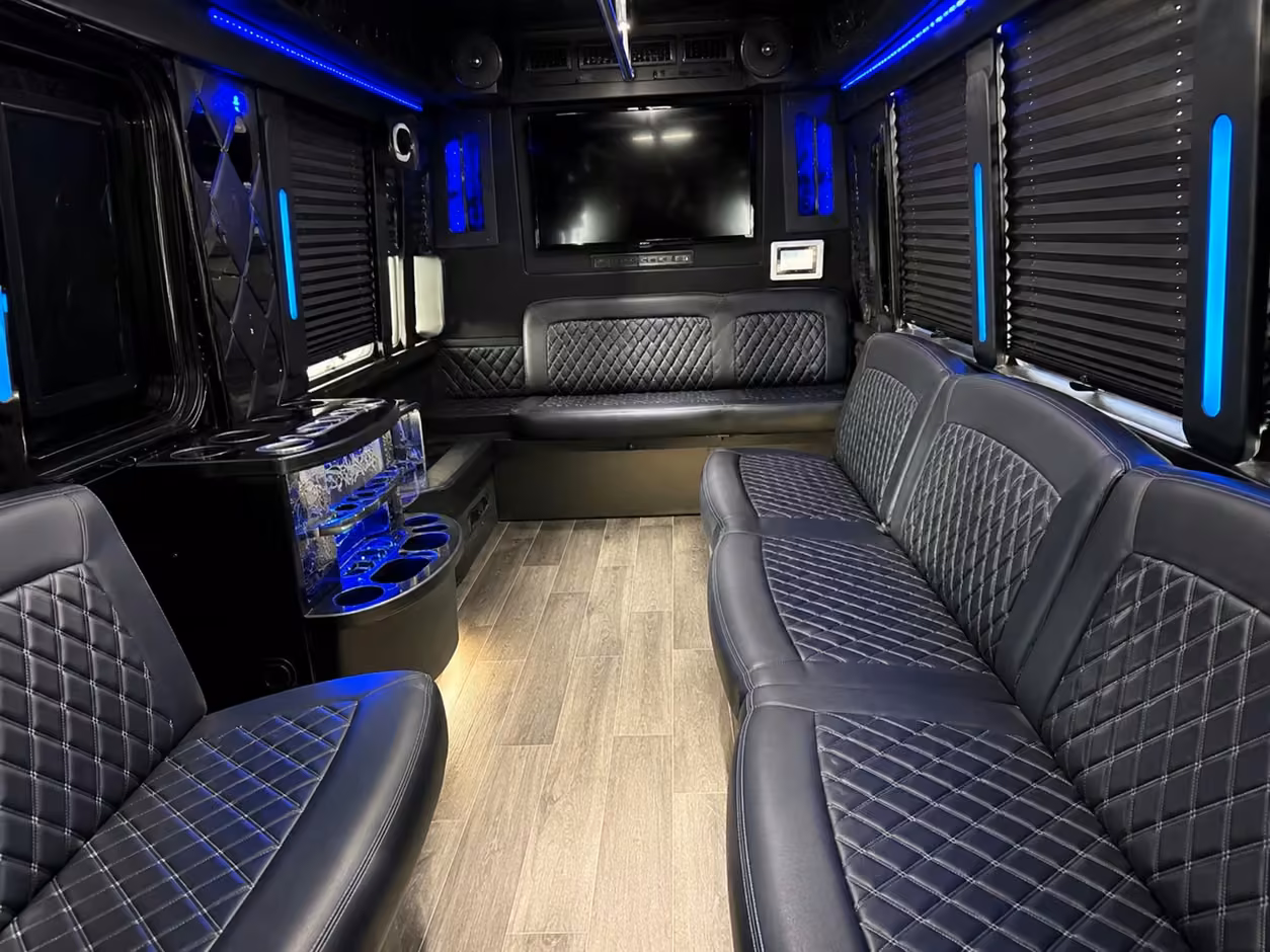 18 passenger party bus inside